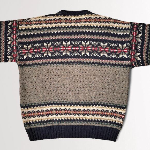 Woolrich Vintage Wool Nordic Scandi Crew Sweater XL Fair Isle Apres Ski Cozy - Picture 7 of 11